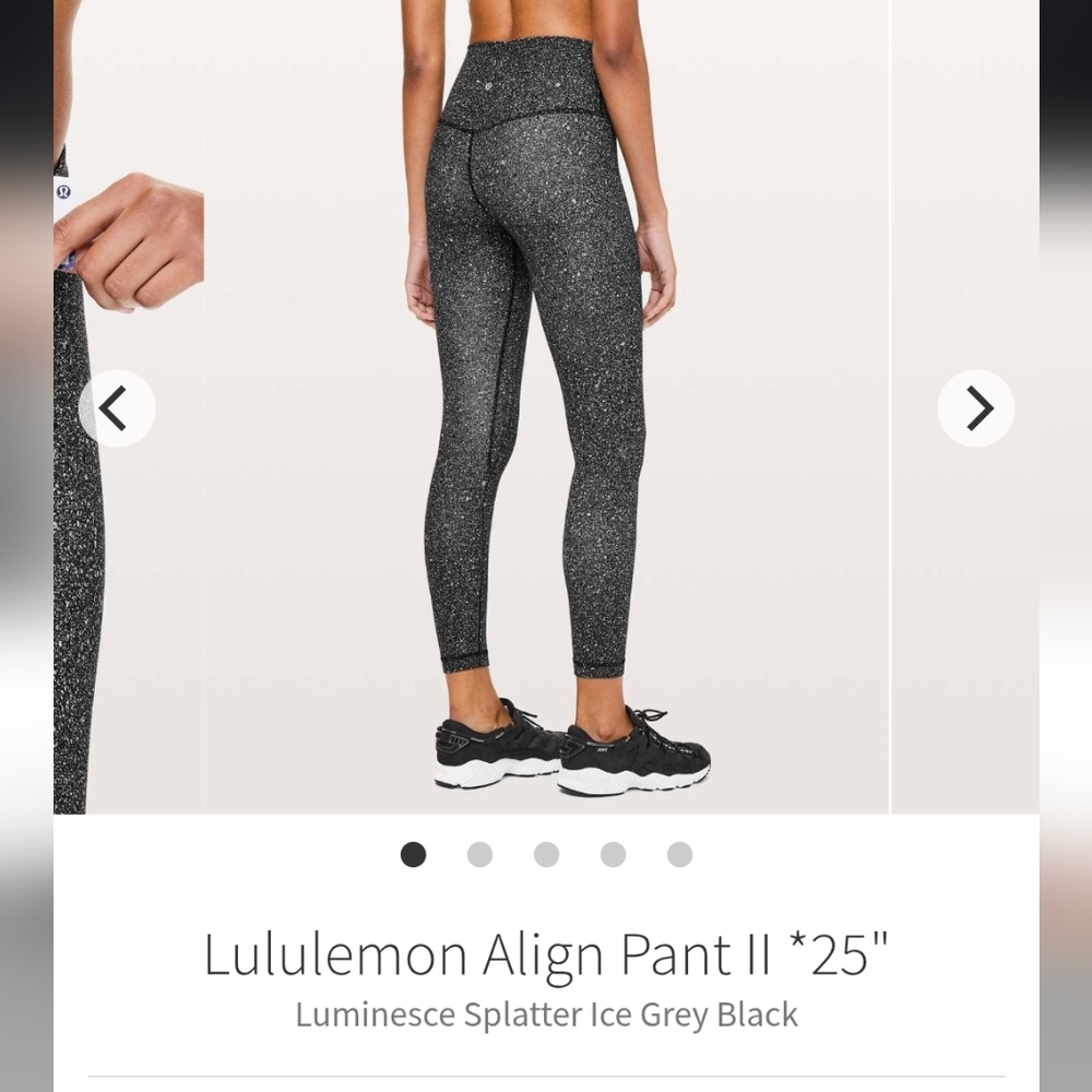 Lululemon Align Pant II Size 2 Luminesce Splatter Ice Grey Black Yoga Athleisure